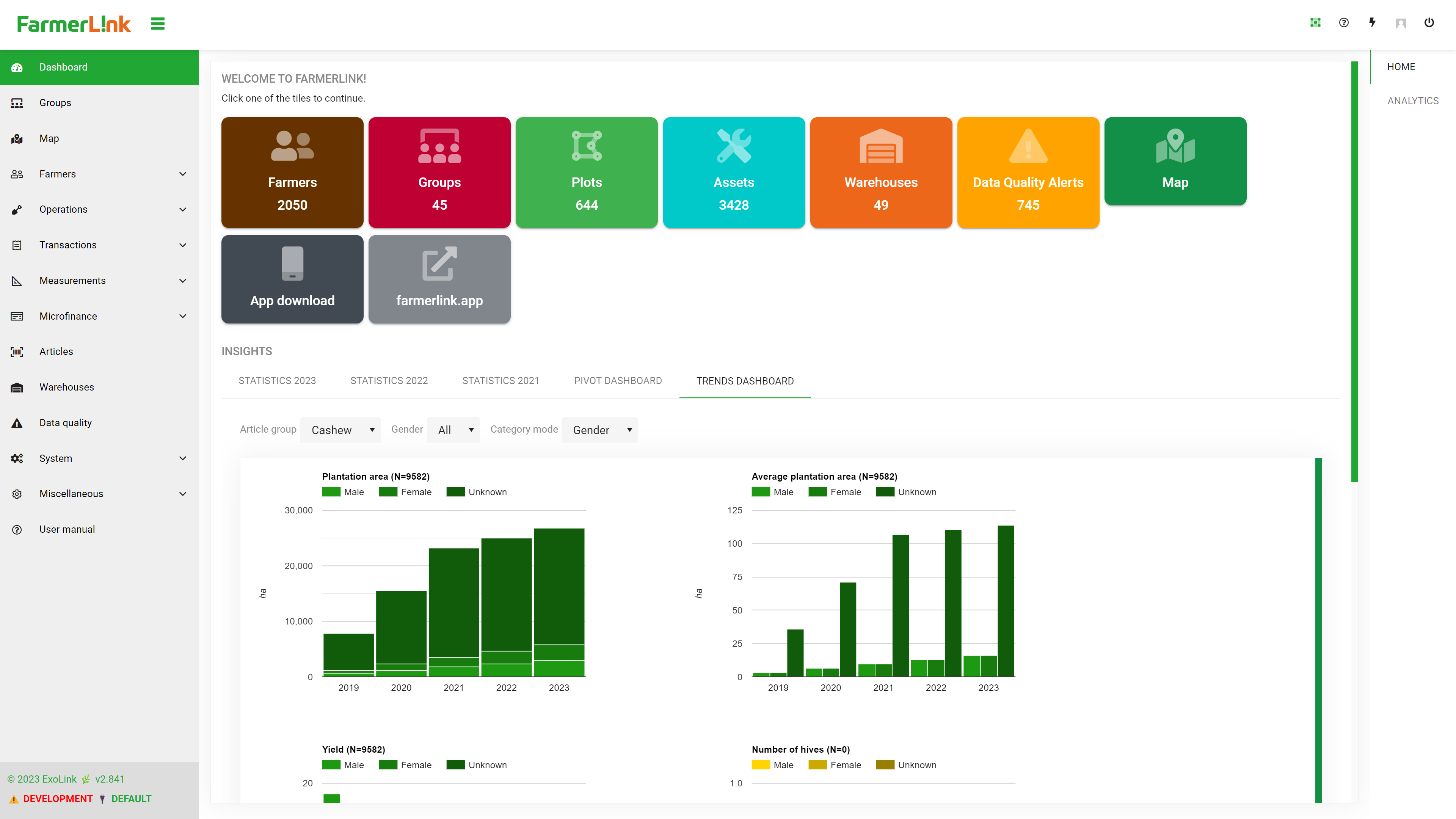 FarmerLink web portal