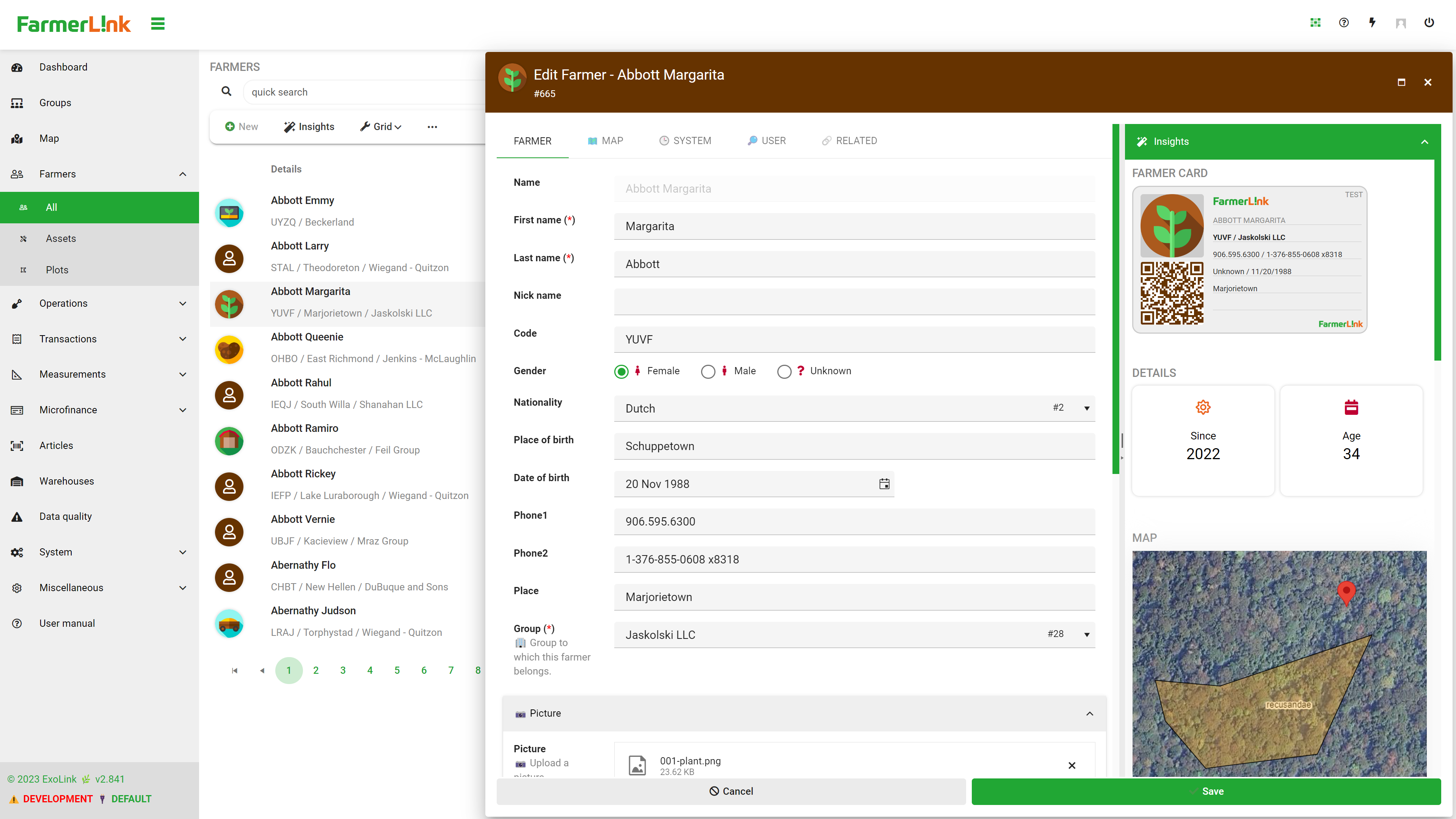 FarmerLink web portal
