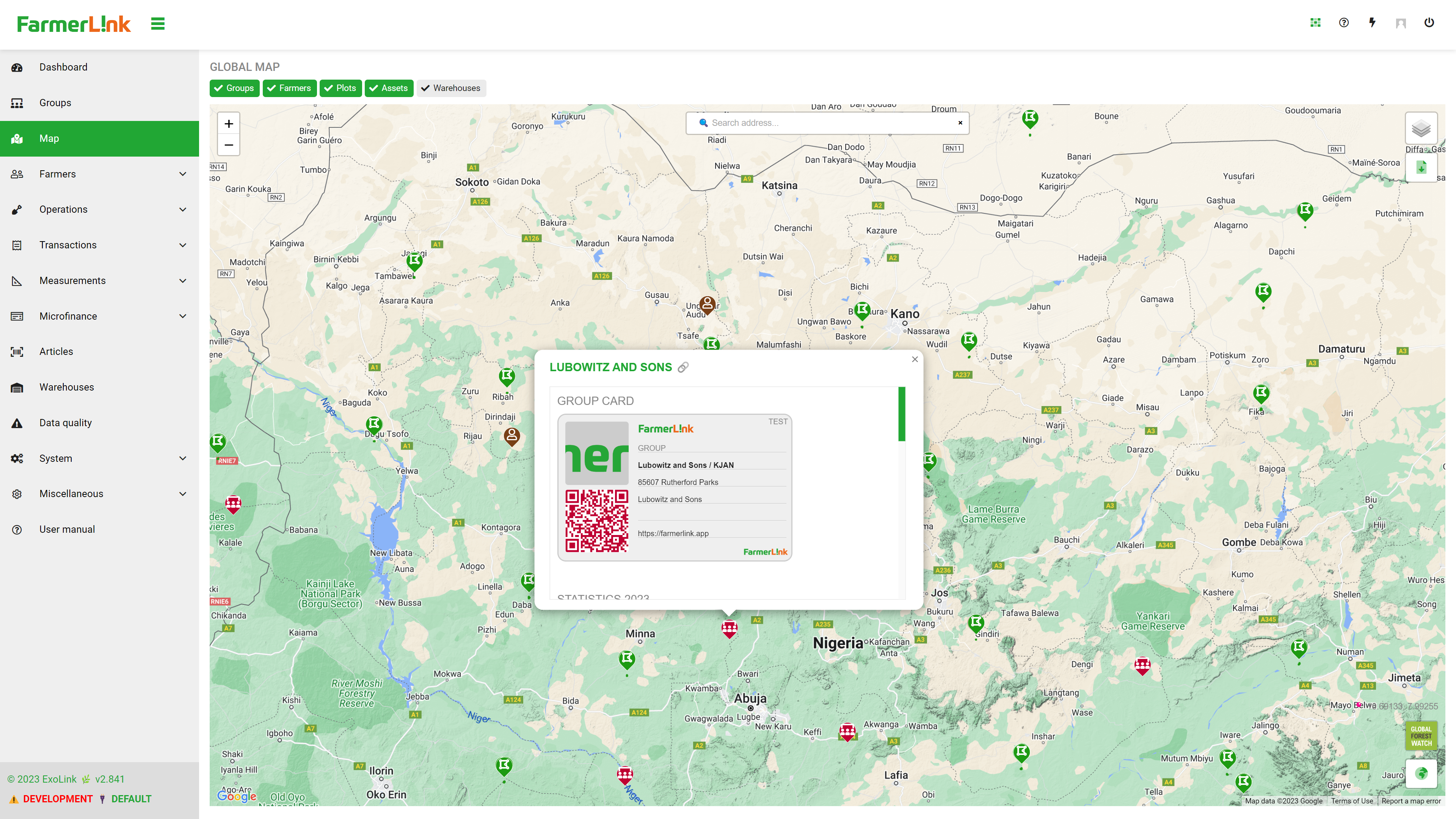 FarmerLink web portal